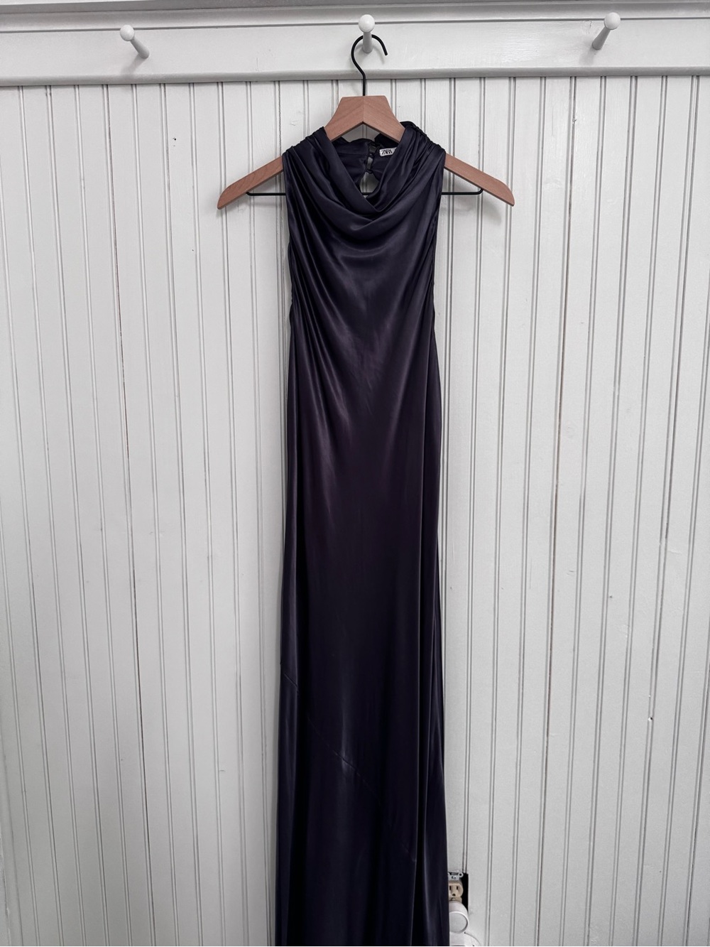 Zara Midnight Cowl-Neck Maxi Dress